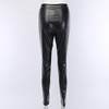 Coolmee Womens Leather Pants High Waisted Skinny Tummy Control Thick Thermal Lined Stretch Sexy Push Up Pleather Leggings - 2 of 4