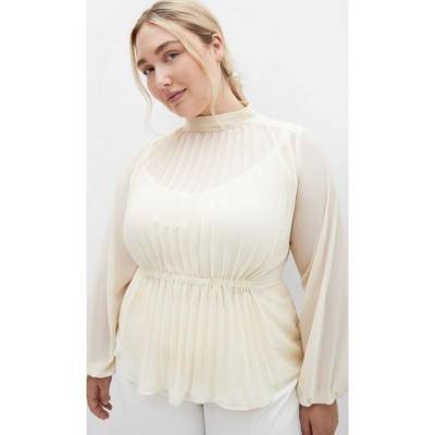 Women's Plus Size Cross Lane Shirt - cream | CITY CHIC