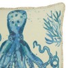20"x20" Oversize Octopus Design Square Throw Pillow Cover Navy Blue - Saro Lifestyle: Cotton, Zipper Closure, Hand Wash - 3 of 4