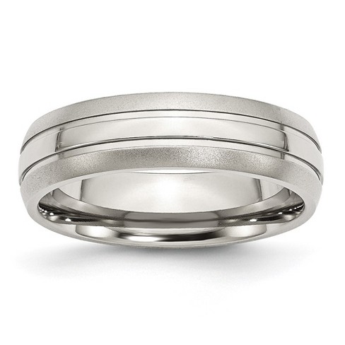 Brushed Stainless Steel Ring online with Double Groove - Stainless Steel Wedding Ring