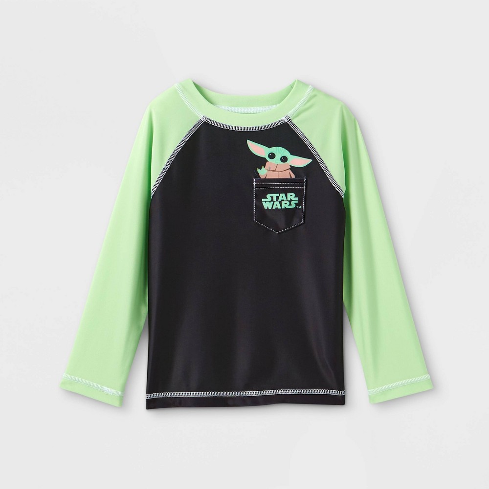 Toddler Boys' Lucasfilm Baby Yoda Rash Guard - Black 3T
