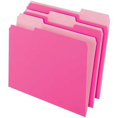 Pendaflex Two-Tone File Folder, Letter Size, 1/3 Cut Tabs, Pink, Pack of 100