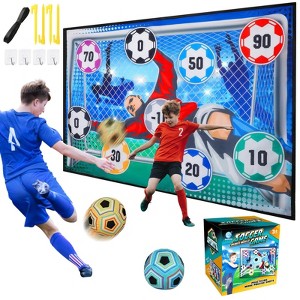Vatos Blue Soccer Ball Game Set for Toddlers, Indoor Outdoor Backyard Toss Games with Velcro Balls - 1 of 4
