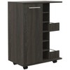 Depot E-Shop Bar Cart, Four Casters, Single Door Cabinet, Two External Shelves - 3 of 4