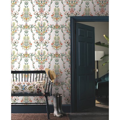 Luxembourg White Floral Damask Peel and Stick Wallpaper Roll