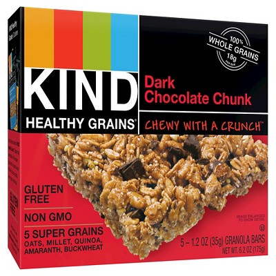 KIND Healthy Grains Dark Chocolate Chunk, Gluten Free Granola Bars - 5ct