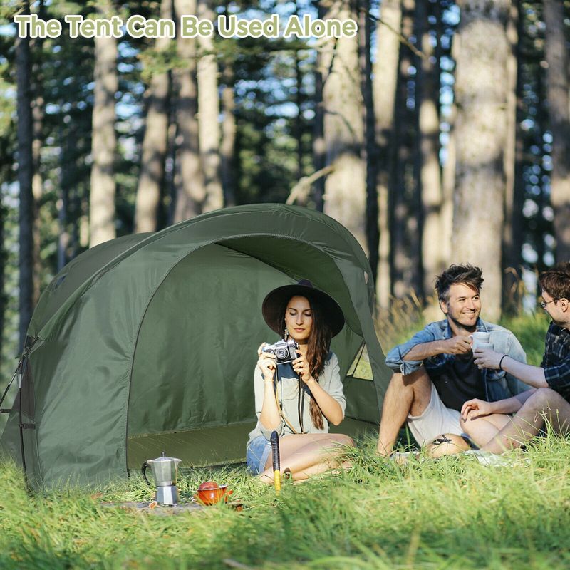 Costway 1-Person Outdoor Camping Tent Cot Elevated Compact Tent Set W/ External Cover, 2 of 11