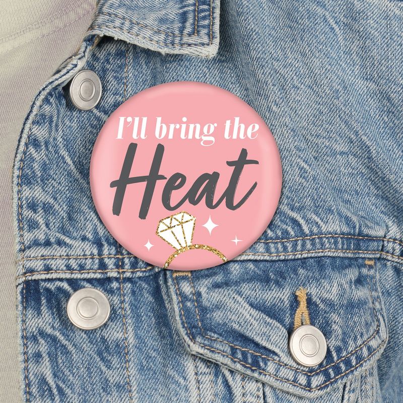 Big Dot of Happiness I'll Bring the Bling - 3 inch Pink and Gold Bachelorette Party Badge - Pinback Buttons - Set of 8, 3 of 9