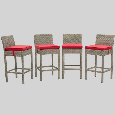 Conduit 4pk Wicker Rattan Patio Barstool Red Modway Target