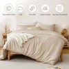 Soft Duvet Cover - 100 Washed Microfiber Light Khaki Set 3 Pieces with Zipper Corner Ties - 2 of 4
