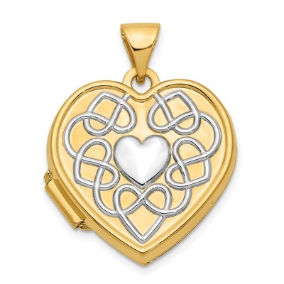 Black Bow Jewelry 14k Yellow Gold & White Rhodium 18mm Heart of Gold Sentiment Locket