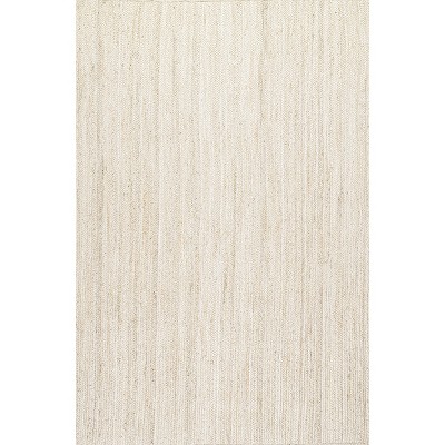 nuLOOM Ashli Solid Farmhouse Jute Area Rug, 5x8, Natural