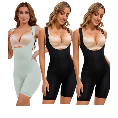 INSPIRE CHIC 3 Pcs Women's Butt Lifter Thigh Slimmers Tummy Control Bust Back Support Body Shapers
