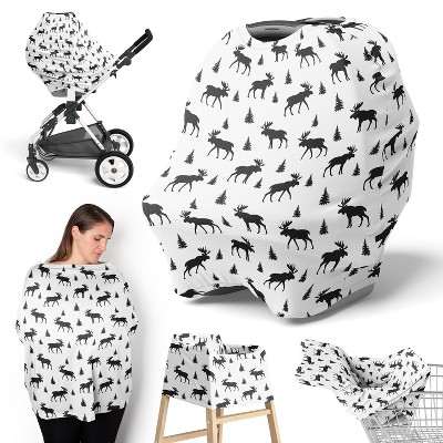 Image of Sweet Jojo Designs Boy 5-in-1 Multi Use Baby Nursing Cover Rustic Patch Black and White
