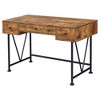 Gulches Antique Nutmeg & Black 3-Drawer Writing Desk - Industrial Style, Smooth Euro Glides, Scratch-Resistant, Steel Frame - 4 of 4