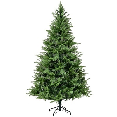 SEVOBAL 7FT Spruce Artificial Christmas Tree Unlit Flocked Xmas Tree Full Appearance Foldable Easy Assembly Metal Stand, Green, 43.3"*43.3"*82.6"