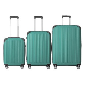 MAYEERTY 3-Piece Lightweight ABS Hardshell Luggage Set with Spinner Wheels, TSA Lock, Green - 1 of 4