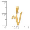 Black Bow Jewelry 14k Yellow Gold, Mimi Collection, Small Script Initial V Pendant - 4 of 4