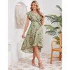 Coolmee Women's Maternity V Neck Ruffle Short Sleeve Wrap Dress Casual Flowy Nursing Breastfeeding Midi Dress with Belted - 3 of 4