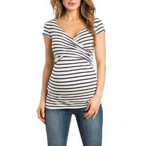 Clearlove Womens Maternity Shirts Short Sleeve Top Wrap V Neck Blouse Cross Over Fitted Nursing Tank Tops Summer Breastfeeding Tee 2025 - 1 of 4