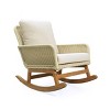 Contemporary Minimalist Chair, Patio Rocking Armrest Sofa, Patio Wicker Rocking Chaise with Polyester Cushions and Wooden Frame-Coolbibila - 3 of 4
