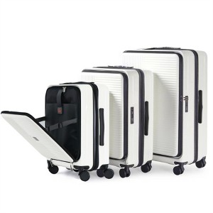 BEAFUP 3-Piece Hard Shell Luggage Set with Front Opening, TSA Approved Lock, Hardshell Suitcase - Creamy White, 20", 24", 28" Lightweight Suitcases - 1 of 4