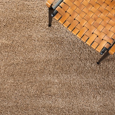 Milan Dark Beige Synthetic Shag Square Rug 3' x 3'