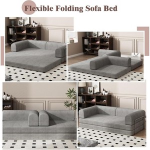 Convertible Corduroy Sleeper Sofa Bed,Folding Mattress Couch with Fixed-Shape Frame, 3 Seater Fold Out King Size Futon, Floor Couch for Living Room - 1 of 4