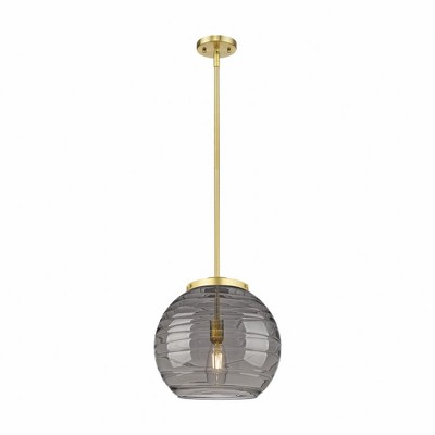Athens Deco Swirl - 1 Light Stem Hung Pendant In Industrial Style-14.88 Inches Tall and 13.75 Inches Wide