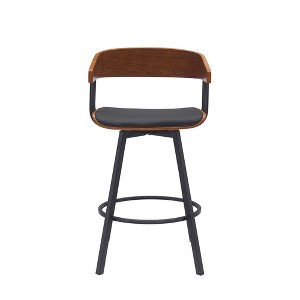 HomeRoots 27" Black Faux Leather And Metal Swivel Low Back Counter Height Bar Chair - 1 of 4