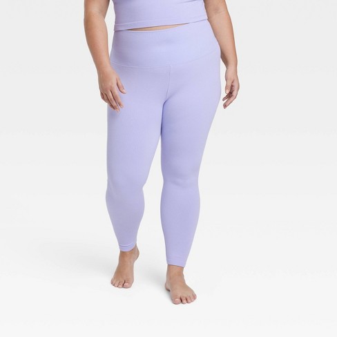 Women's Seamless High-Rise Rib Leggings - All In Motion™ Lilac Purple 1X