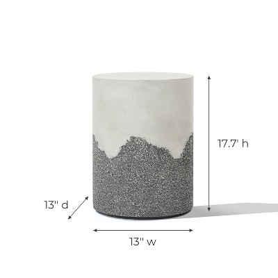 Gray and White Ombre Cement Round Outdoor Side Table
