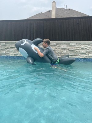 Poolmaster Jumbo Whale Rider Inflatable Swimming Pool Float - Gray ...