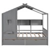 Twin/Full Size Wooden House Bed with 2 Drawers, Kids Bed with Storage Shelf - ModernLuxe - 4 of 4