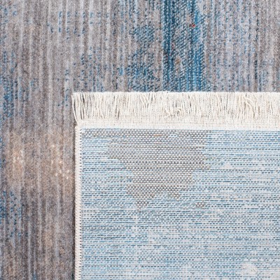 Vintage Blue and Gray Hand-Knotted Synthetic Rug, 4' x 6'