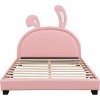 Streamdale Full Size Upholstered Leather Platform Bed with Rabbit Ornament, Pink - 4 of 4