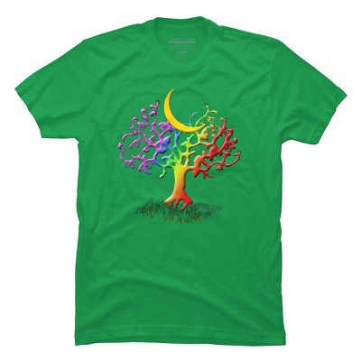 Adult Design By Humans Rainbow Pride Tree of Life By Fluffydstroyer T-Shirt