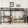 Whisen Twin Size Metal Loft Bed with 2 Built-in Desks and 2 Ladders - Black - 3 of 4