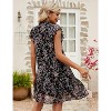 Women's Babydoll Mini Dress Summer V Neck Sleeveless Flutter Sleeve Boho Floral Flowy Shift Short Dress - 4 of 4