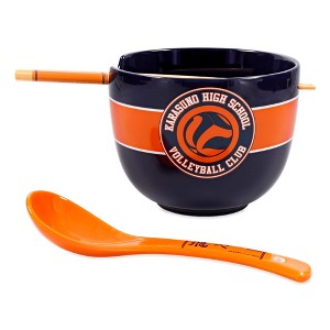 Silver Buffalo Haikyu!! Karasuno High Volleyball 20-Ounce Ramen Bowl, Chopstick, and Spoon Set - 1 of 4