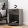 INFURNIC Nightstands Rustic 1 Drawer Nightstand with Faux Wood and Bottom Shelf for Bedroom Storage, Gray, 15.8"*16"*23" - 3 of 4