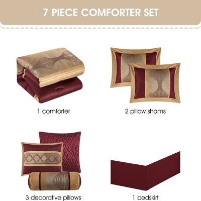 King Red Wine Microfiber 7-Piece Comforter Set