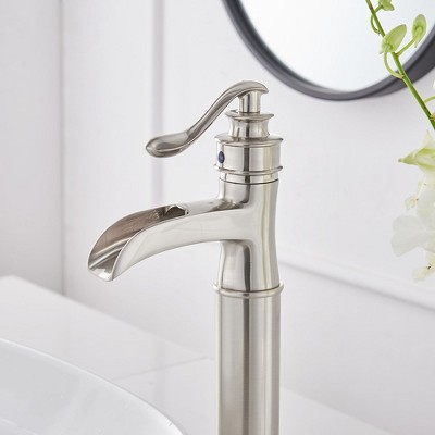 Brushed Nickel Single Handle Waterfall Vessel Sink Faucet