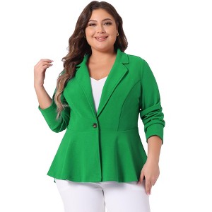 Women's Plus Size High-Low HemButton Work Elegant Peplum Blazers - Agnes Orinda - 1 of 4