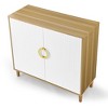 TIRAMISUBEST 4-Door Storage Cabinet with Adjustable Shelves - Natural Wood Mobile File Organizer for Home & Office - 3 of 4