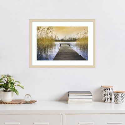 Kim Curinga Marsh Jetty Natural Wood Framed Print