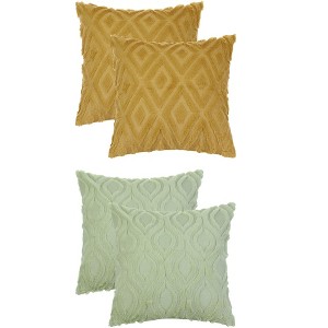 Unique Bargains Patterned Soft Shaggy Plush Faux Fur Throw Pillow Covers Set 4 Pcs - 1 of 4