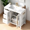 Mshliw 36 Inch Bathroom Vanity with Ceramic Sink, Freestanding Bathroom Storage Cabinet with 2 Soft Close Doors and 3 Drawers, Solid Wood Frame - 2 of 4