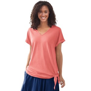 Woman Within Plus Size Side Tie Knit Tee - 1 of 4