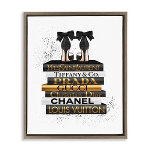 Stupell Industries Black Gold White Glam Bookstack, 25" x 31" - 1 of 4